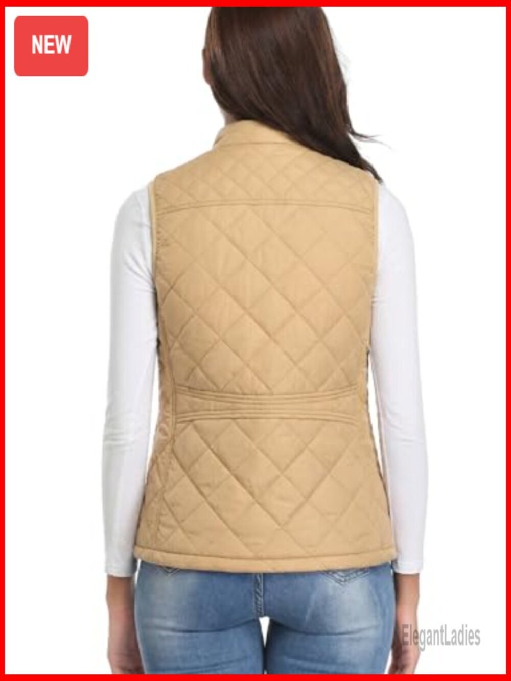 Lightweight Quilted Puffer Vest with 4 Pockets, Stand Collar, Zip Closure - Picture 4 of 7